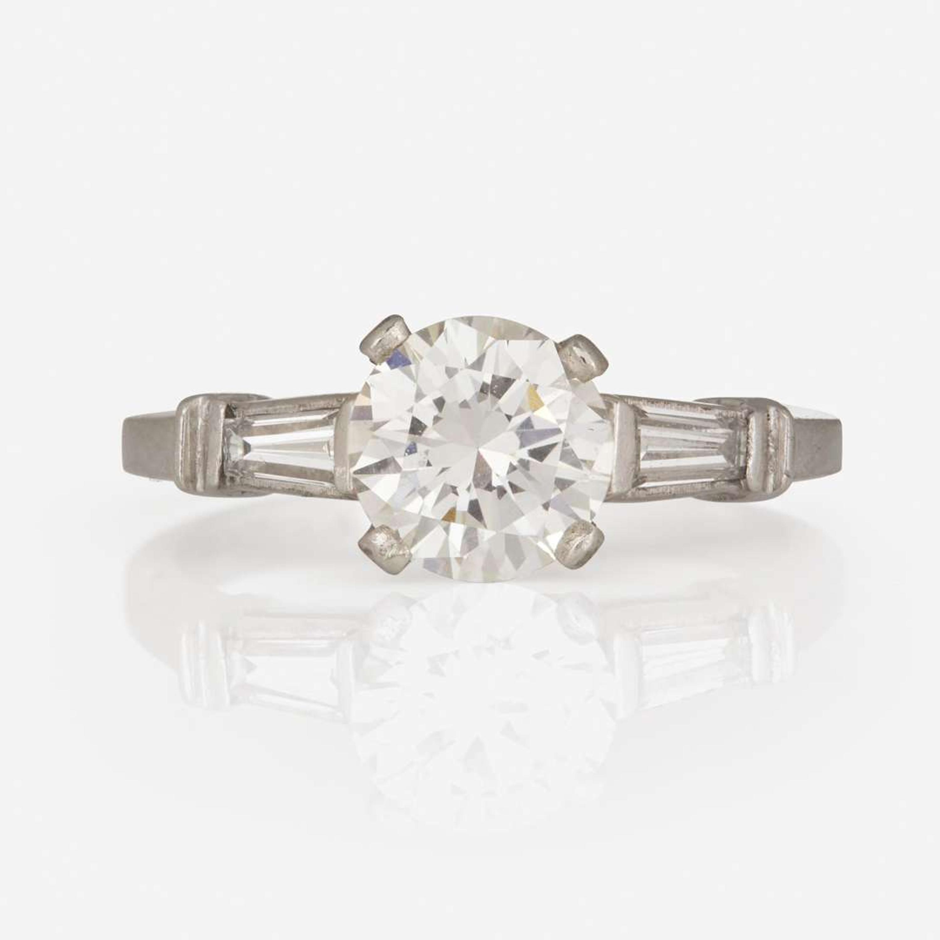 A Platinum and Diamond Ring 1.12 Carat Round Brilliant-Cut Diamond, GIA Certified