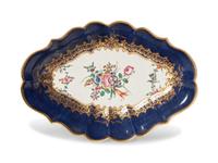 A Group of Seven Worcester Floral, Cobalt and Gilt-Decorated Porcelain Table Articles