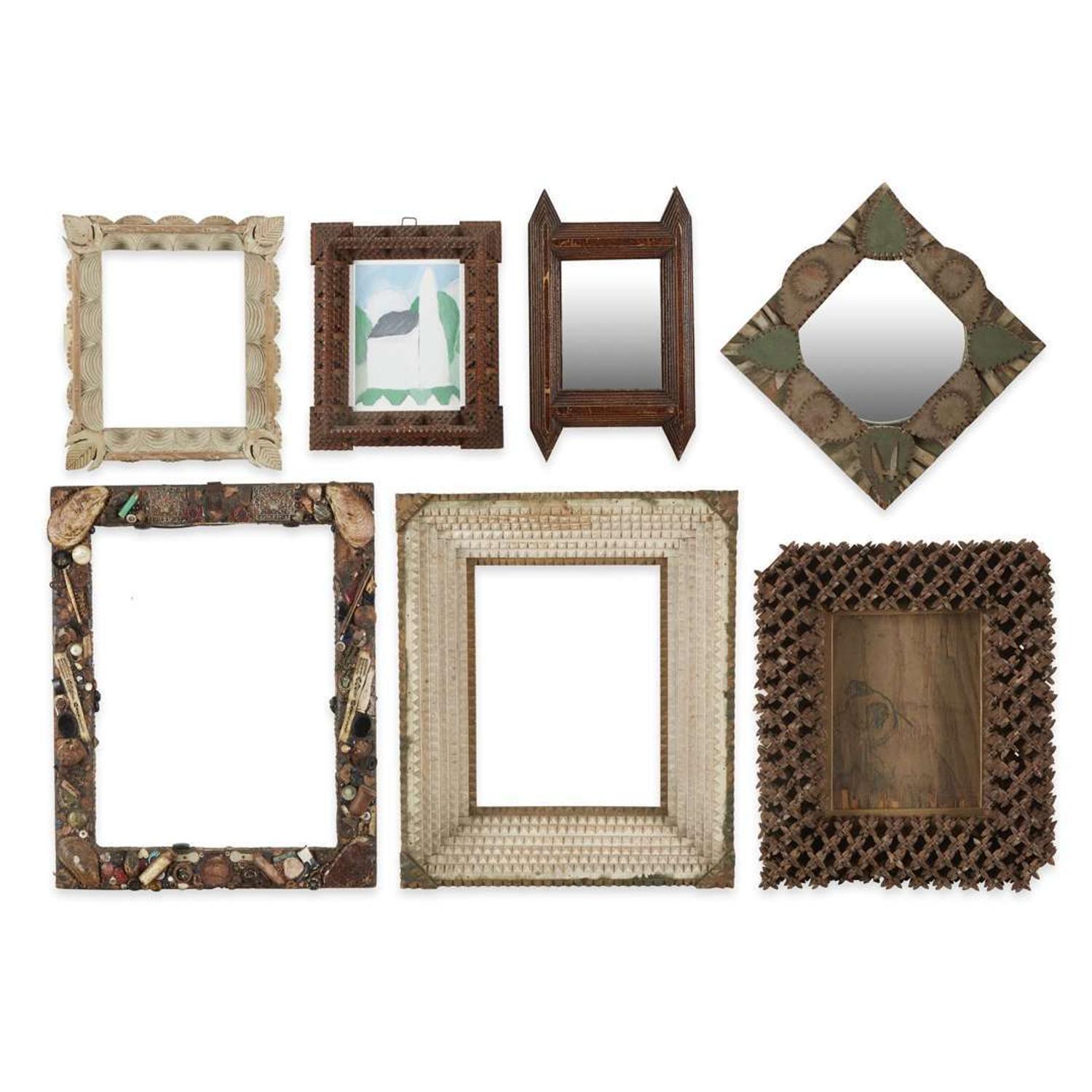 Group of seven Tramp and Memory Art frames late 19th/20th century