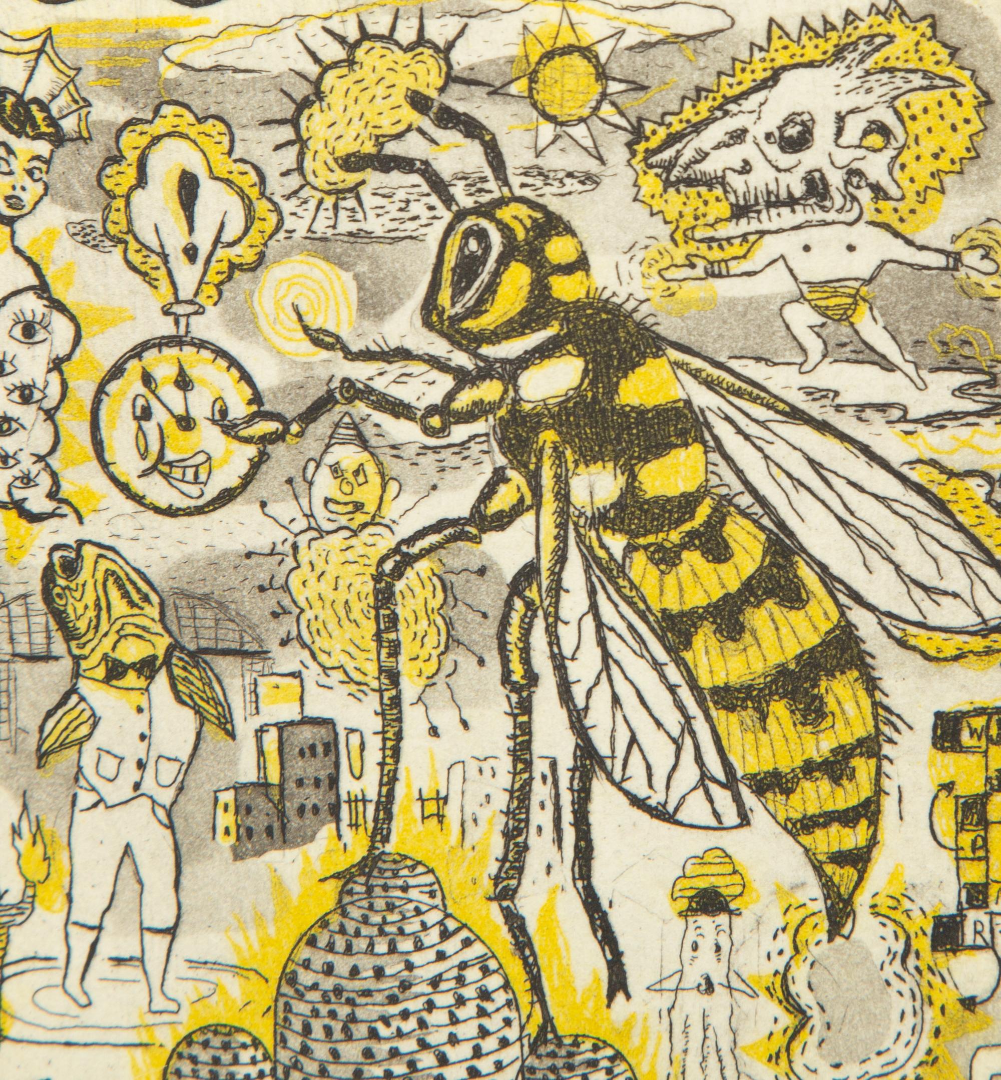 A Group of Four Prints ( Atomic Ant; Transformation of the (June Whore), 95; Wasp at Twilight, 97; and Cicada Making Rain, 96)