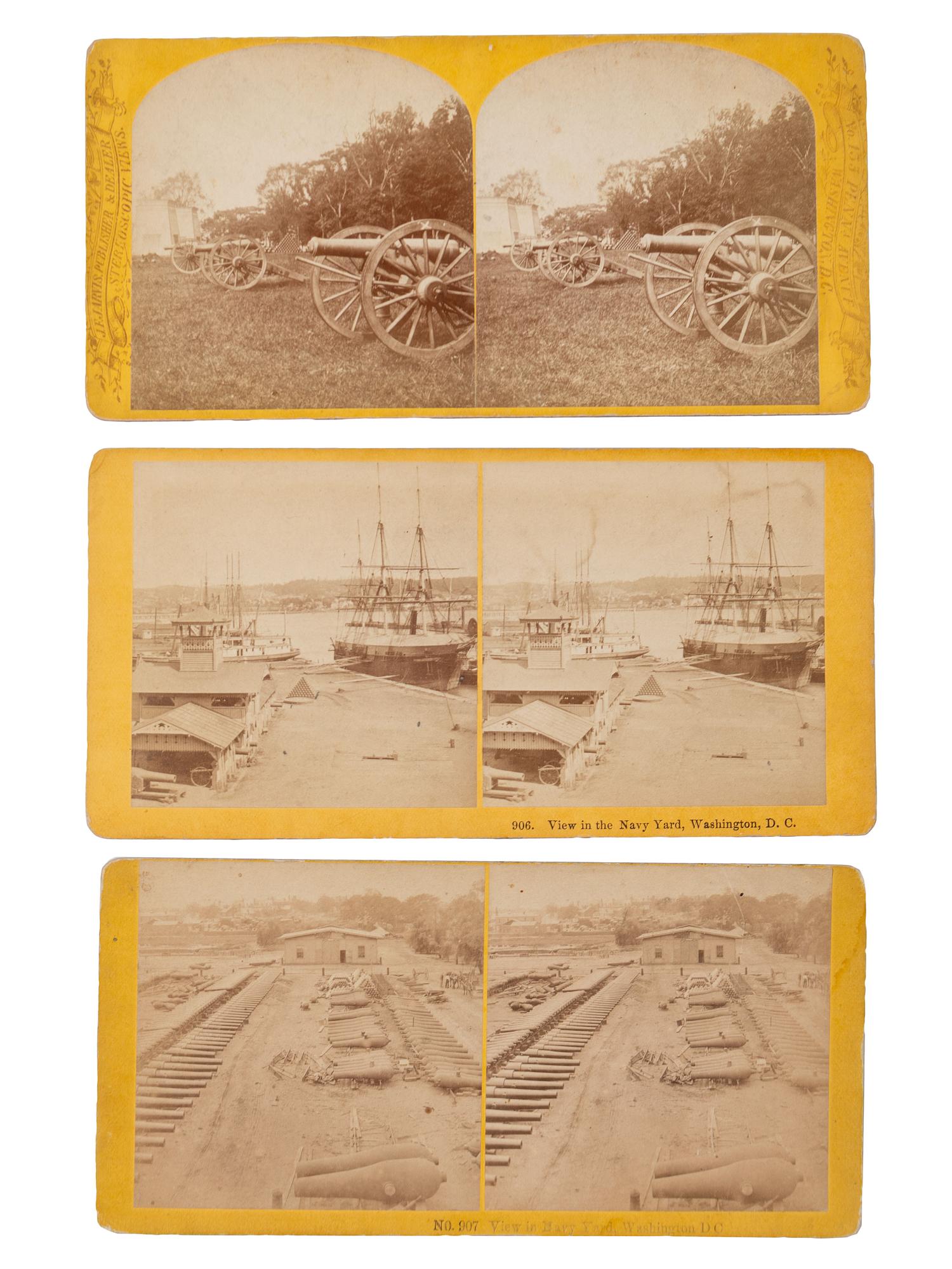 [CIVIL WAR]. A group of over 50 stereoviews, highlighted by images of the Grand Review, and the US Arsenal and Navy Yard, Washington, DC, incl. cannon.