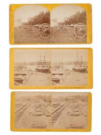 [CIVIL WAR]. A group of over 50 stereoviews, highlighted by images of the Grand Review, and the US Arsenal and Navy Yard, Washington, DC, incl. cannon.