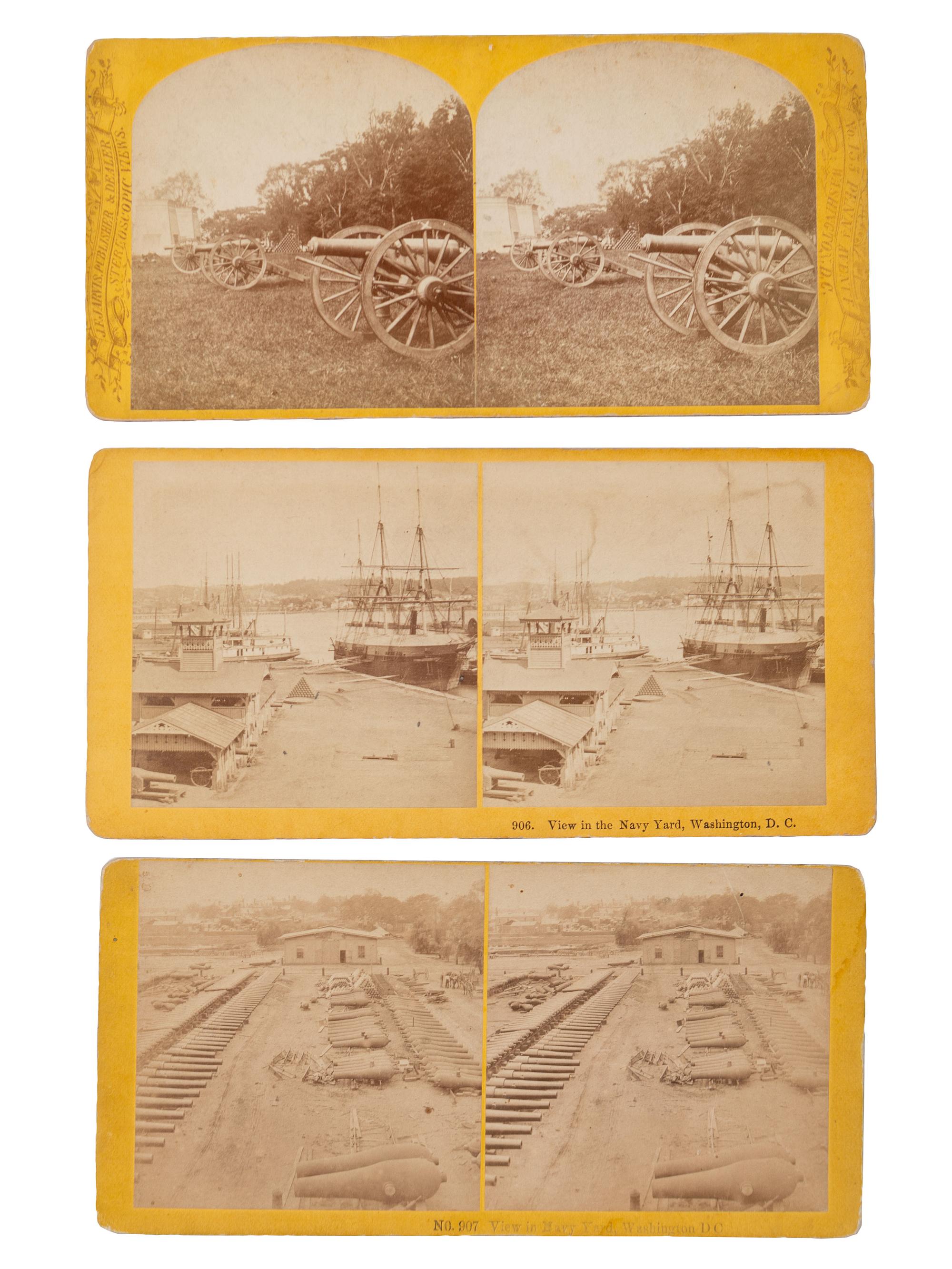 [CIVIL WAR]. A group of over 50 stereoviews, highlighted by images of the Grand Review, and the US Arsenal and Navy Yard, Washington, DC, incl. cannon.