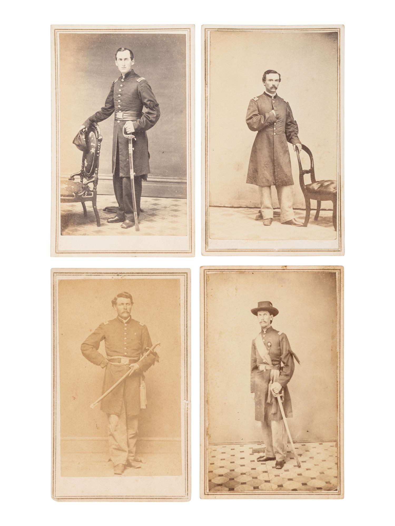 [LINCOLN]. 15 CDVs of Generals and other officers wearing Lincoln mourning pins and bands incl. General LOGAN & Admiral FARRAGUT.