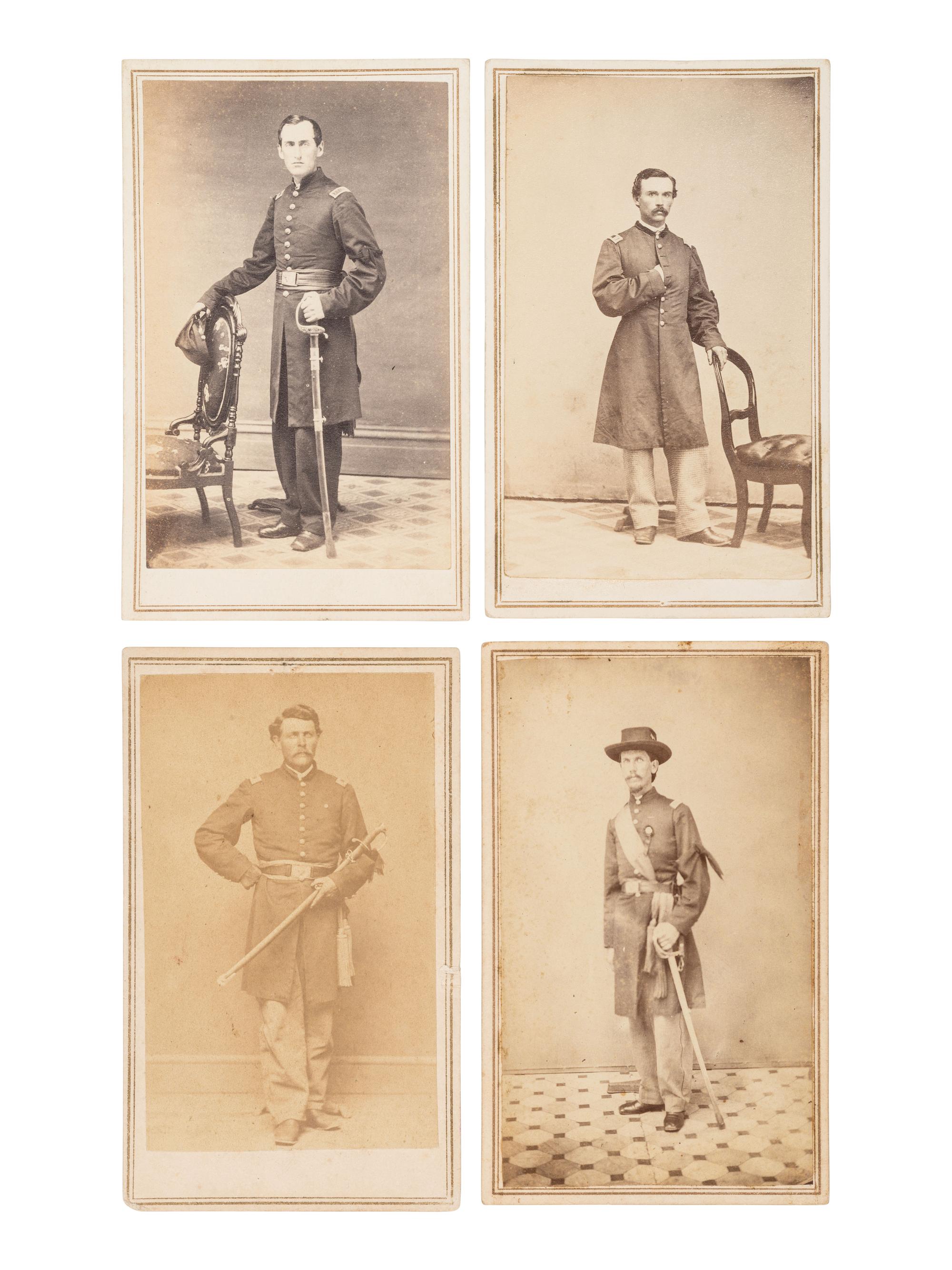 [LINCOLN]. 15 CDVs of Generals and other officers wearing Lincoln mourning pins and bands incl. General LOGAN & Admiral FARRAGUT.