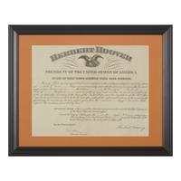 [Presidential] Hoover, Herbert. Partially-printed postal commission, signed
