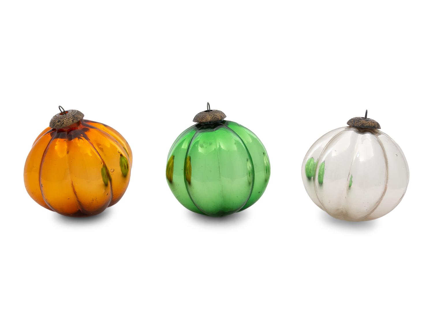 A Group of Six Kugel Ribbed Ornaments
