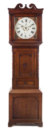 A Welsh Oak Tall Case Clock Height 78 x width 22 inches. — W.A. DAVIES