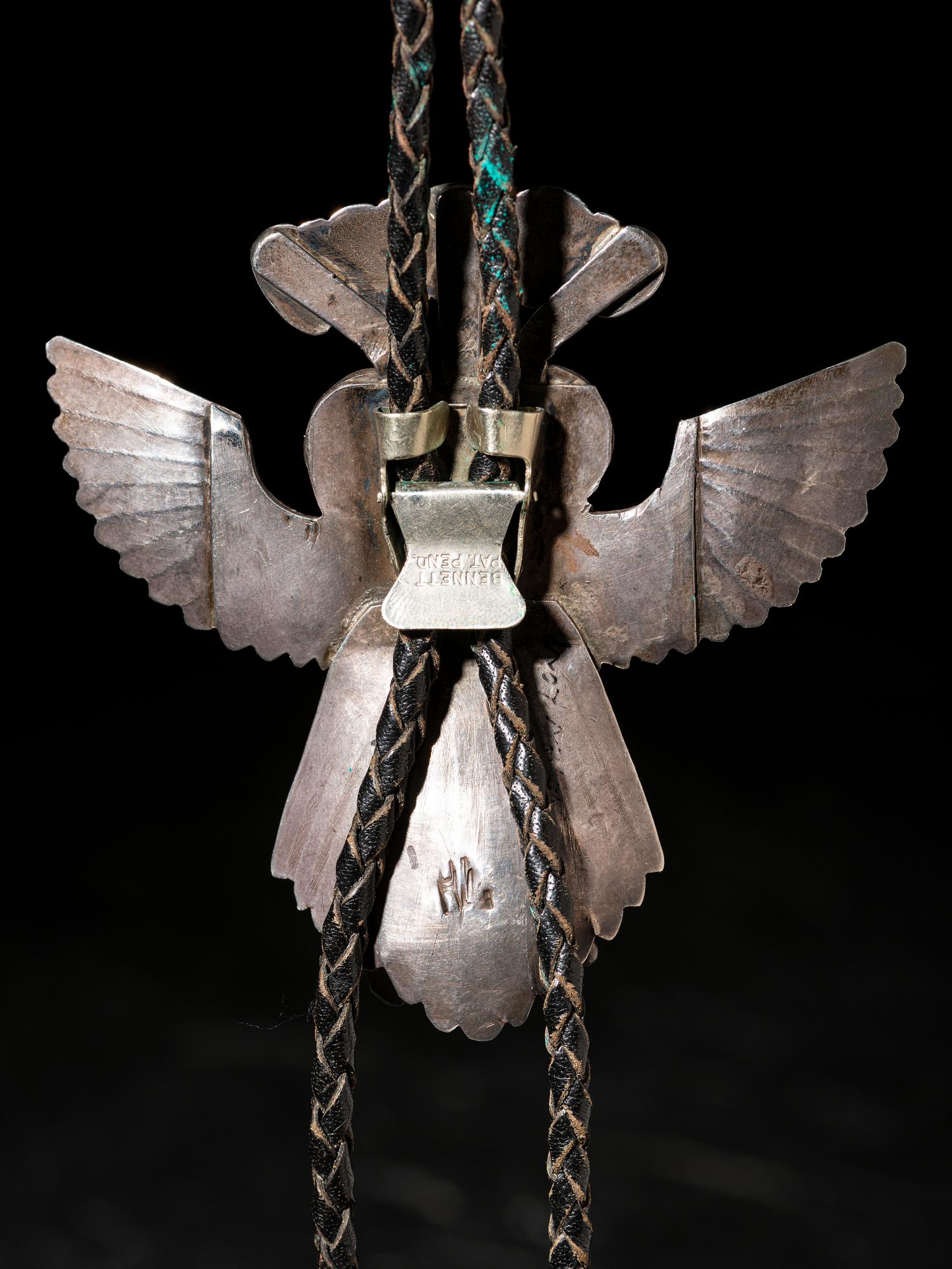 Silver and Turquoise Eagle Katsina Bolo Tie