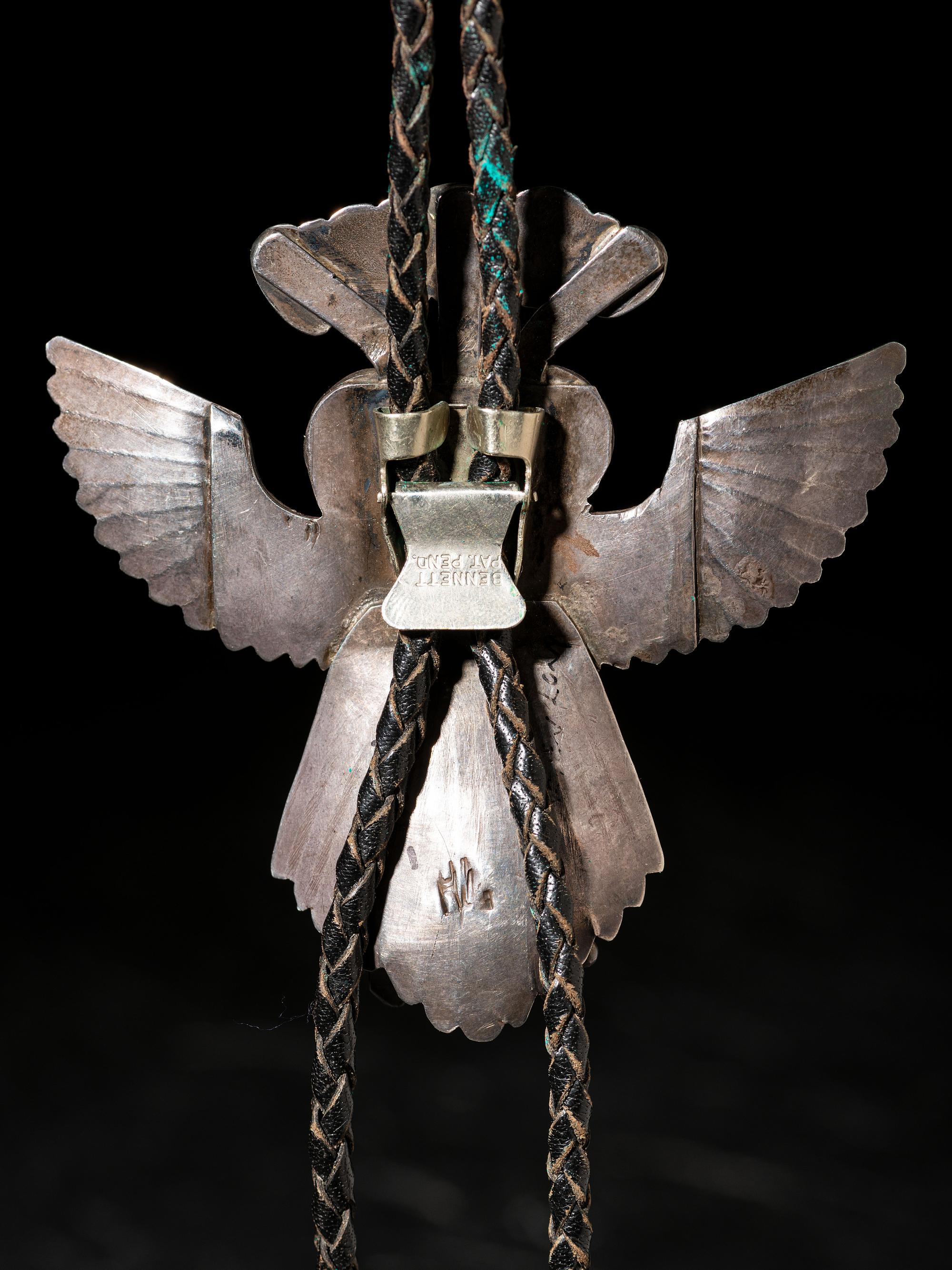 Silver and Turquoise Eagle Katsina Bolo Tie