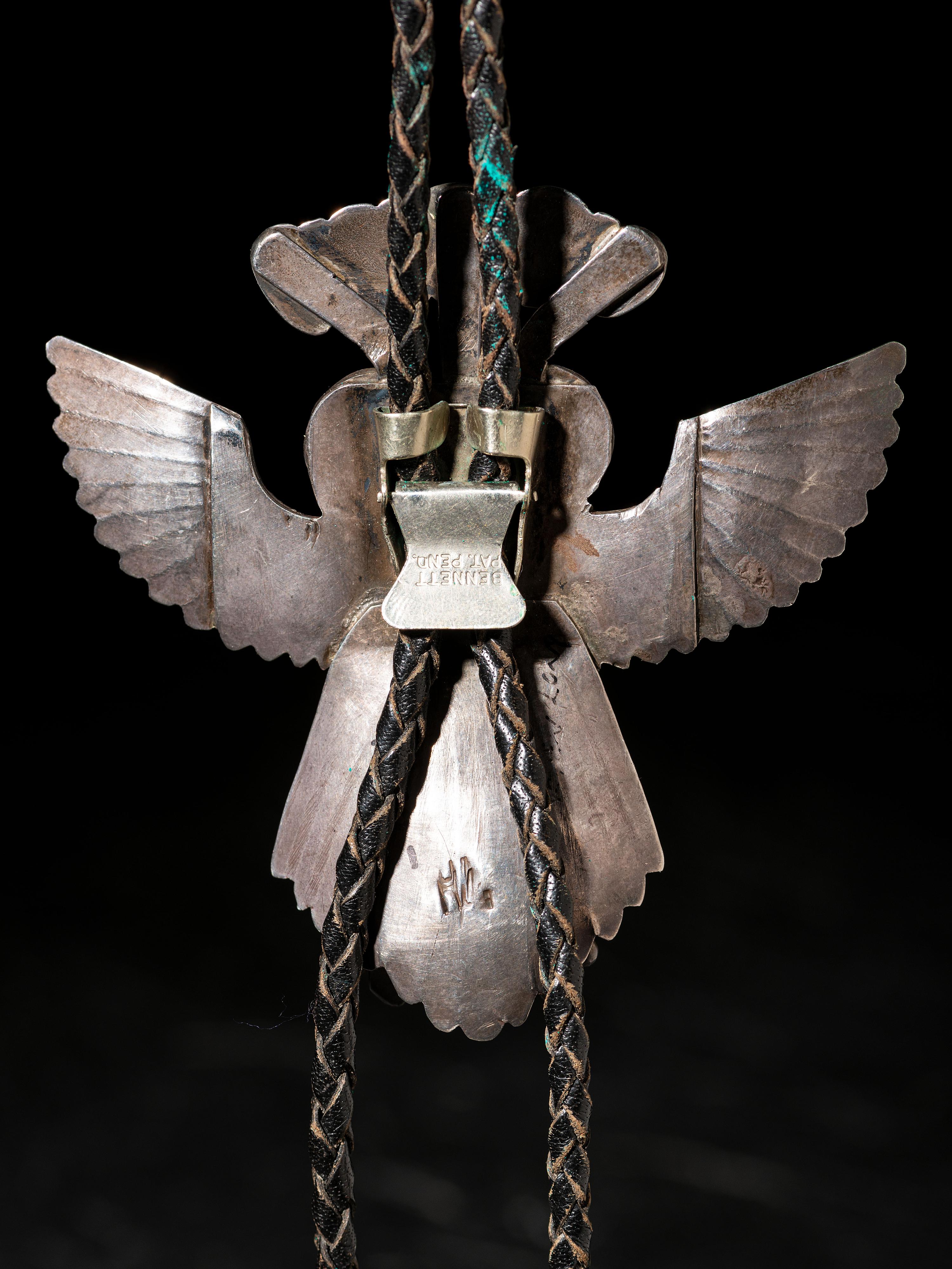 Silver and Turquoise Eagle Katsina Bolo Tie