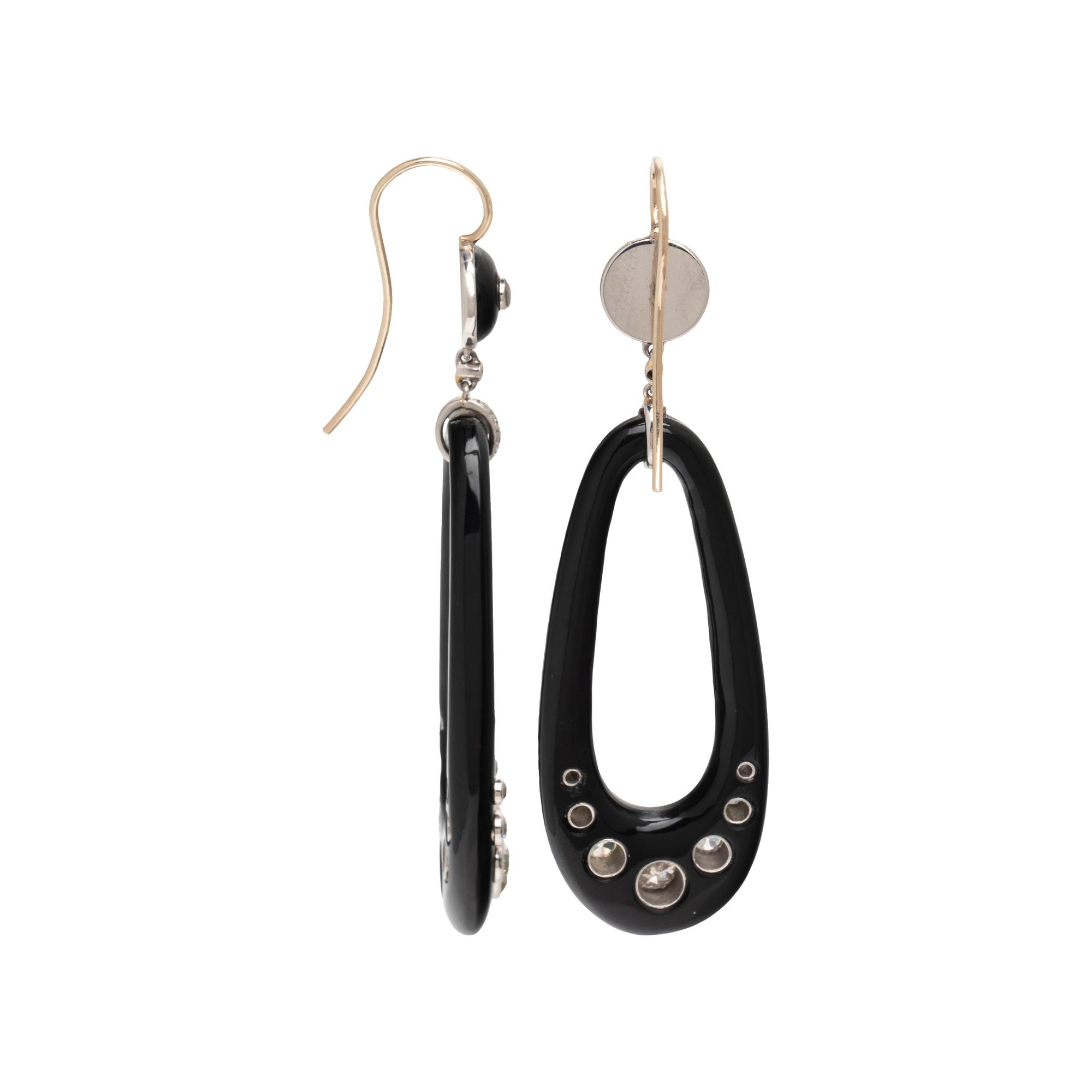 ART DECO, PLATINUM, ONYX, AND DIAMOND EARRINGS
