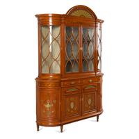 A Fine Edwardian Satinwood and Polychrome Painted Bookcase