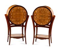 A Pair of Art Deco Style Burlwood Chests on Stands