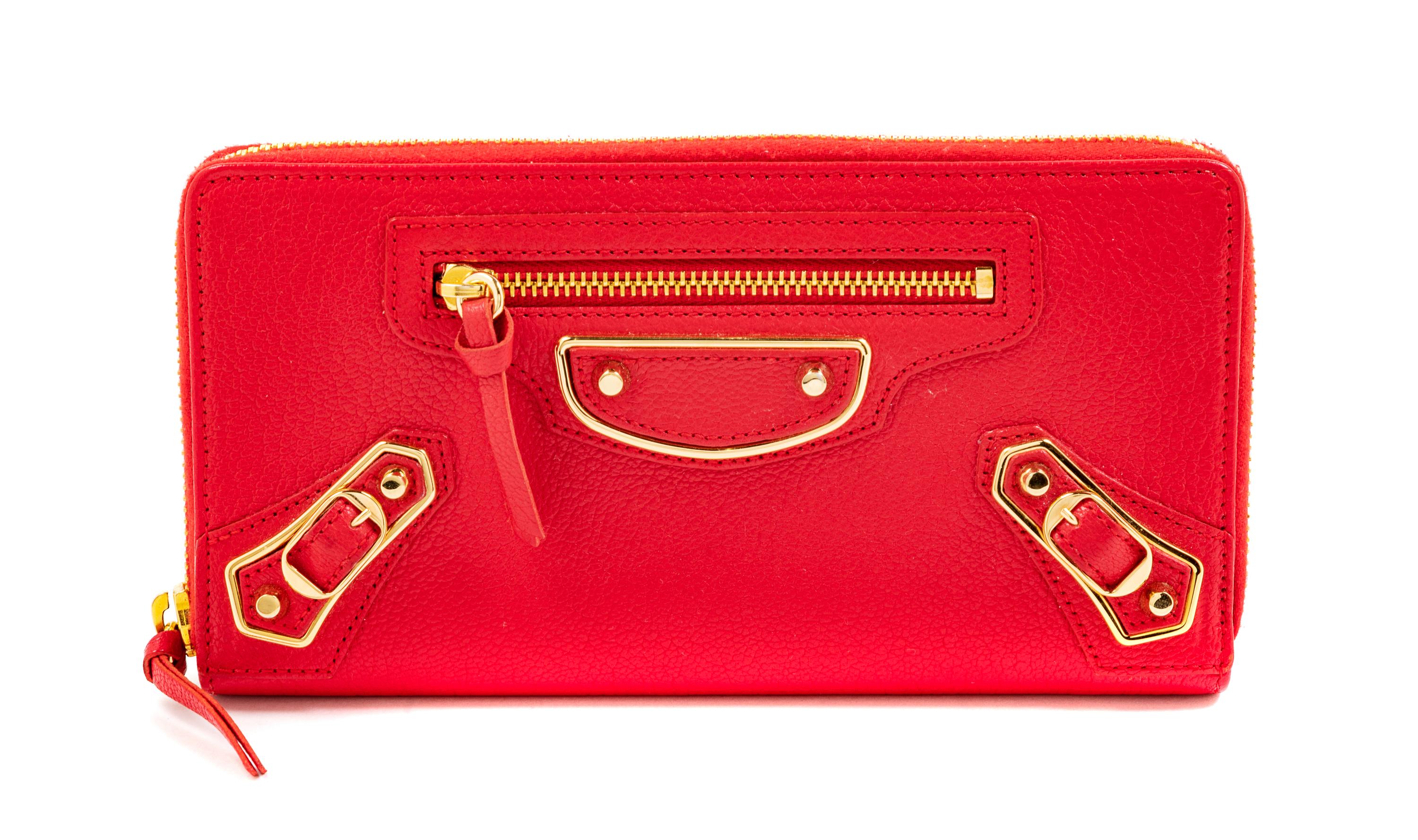 Balenciaga Wallet Clutch in 'Rouge Grenade' Leather, 2016