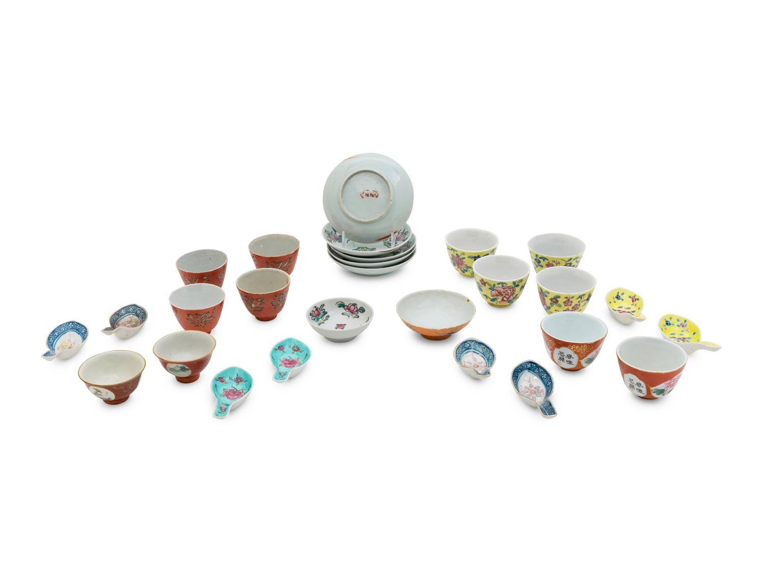 A Partial Set of Chinese Famille Rose 'Flower' Porcelain Dinner Services