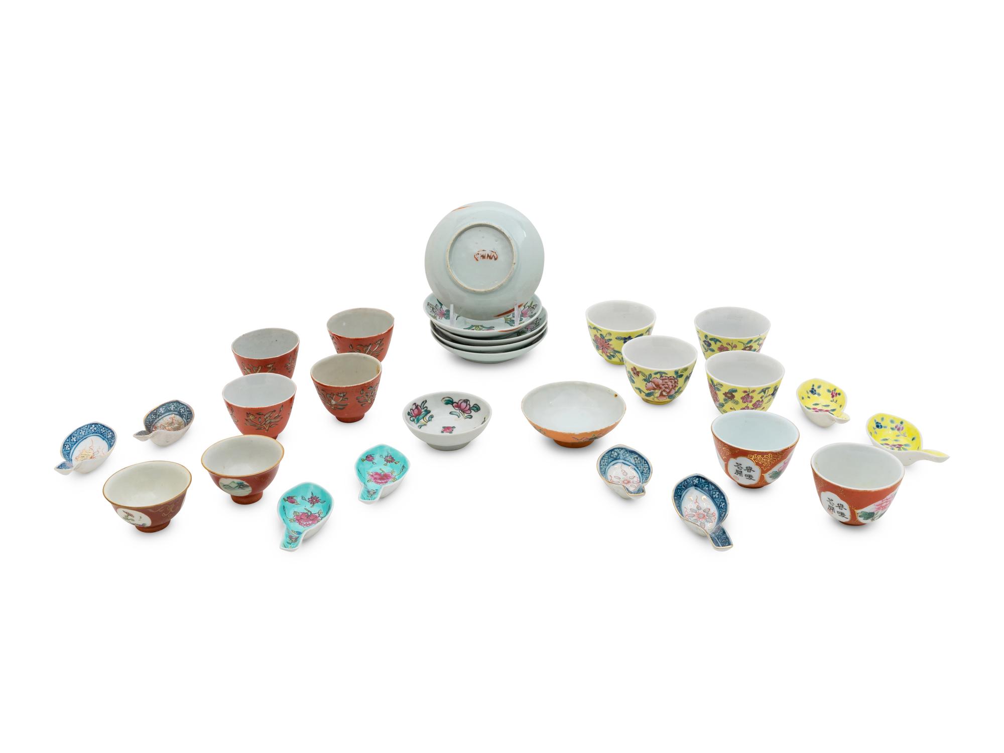 A Partial Set of Chinese Famille Rose 'Flower' Porcelain Dinner Services