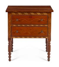 A Classical Vine Inlaid Cherrywood Two-Drawer Side Table