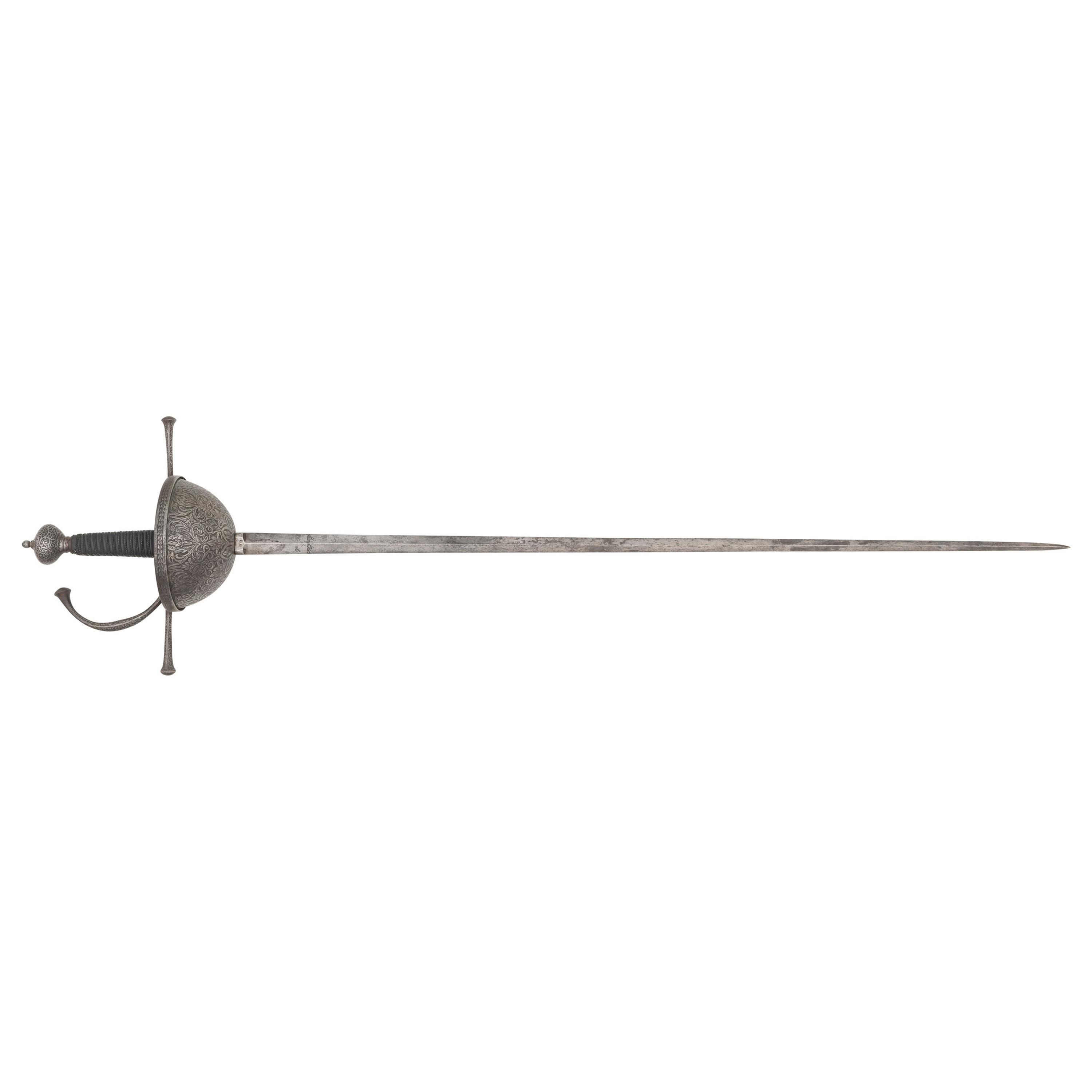 Spanish Etched Steel Cup Hilt Rapier with Klingenthal Blade