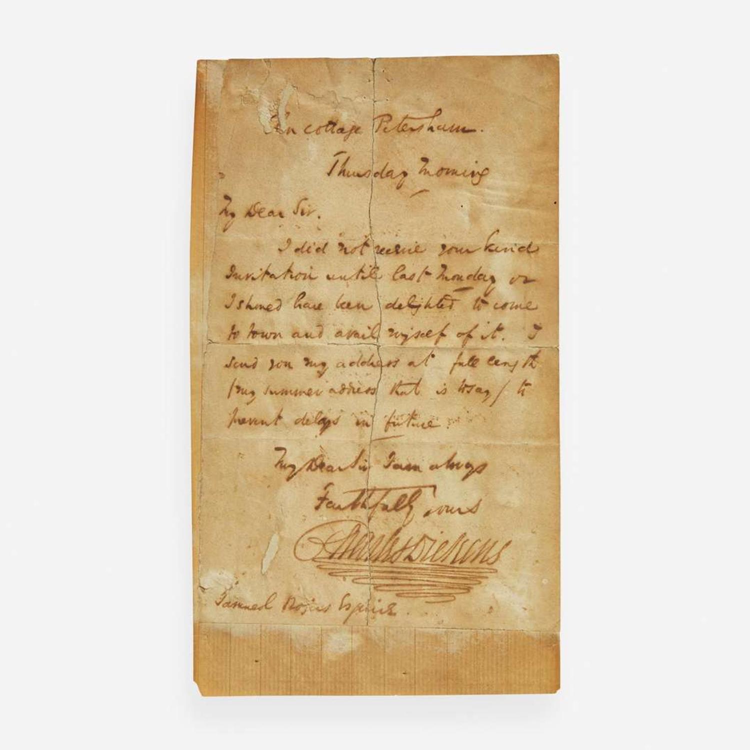 [Literature] Dickens, Charles Autograph Letter, signed