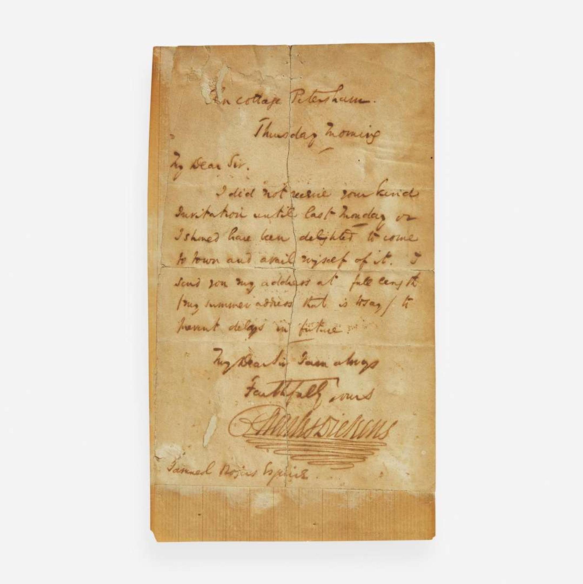 [Literature] Dickens, Charles Autograph Letter, signed