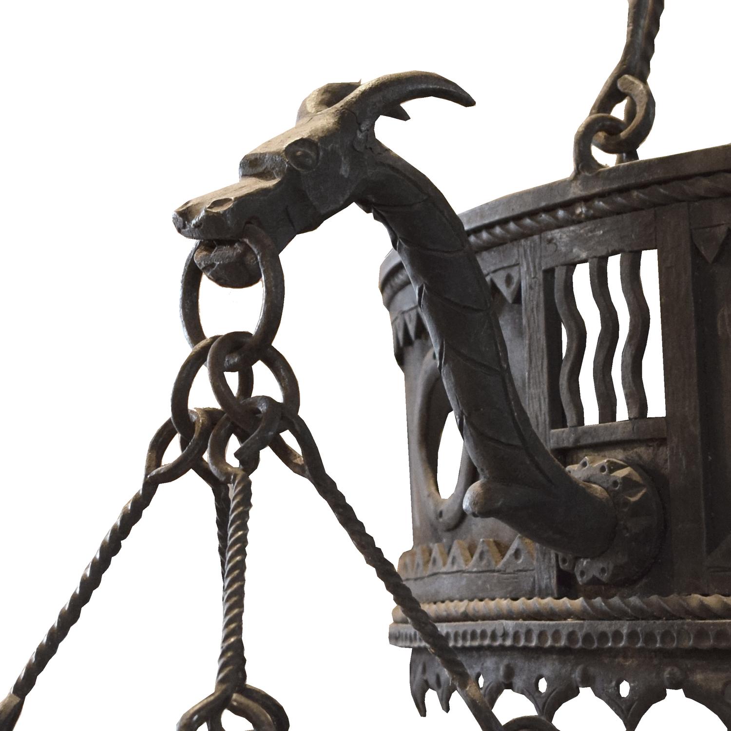 A Wrought Iron Light Fixture 47" W x 47" D x 77" H — Italy, 19th Century