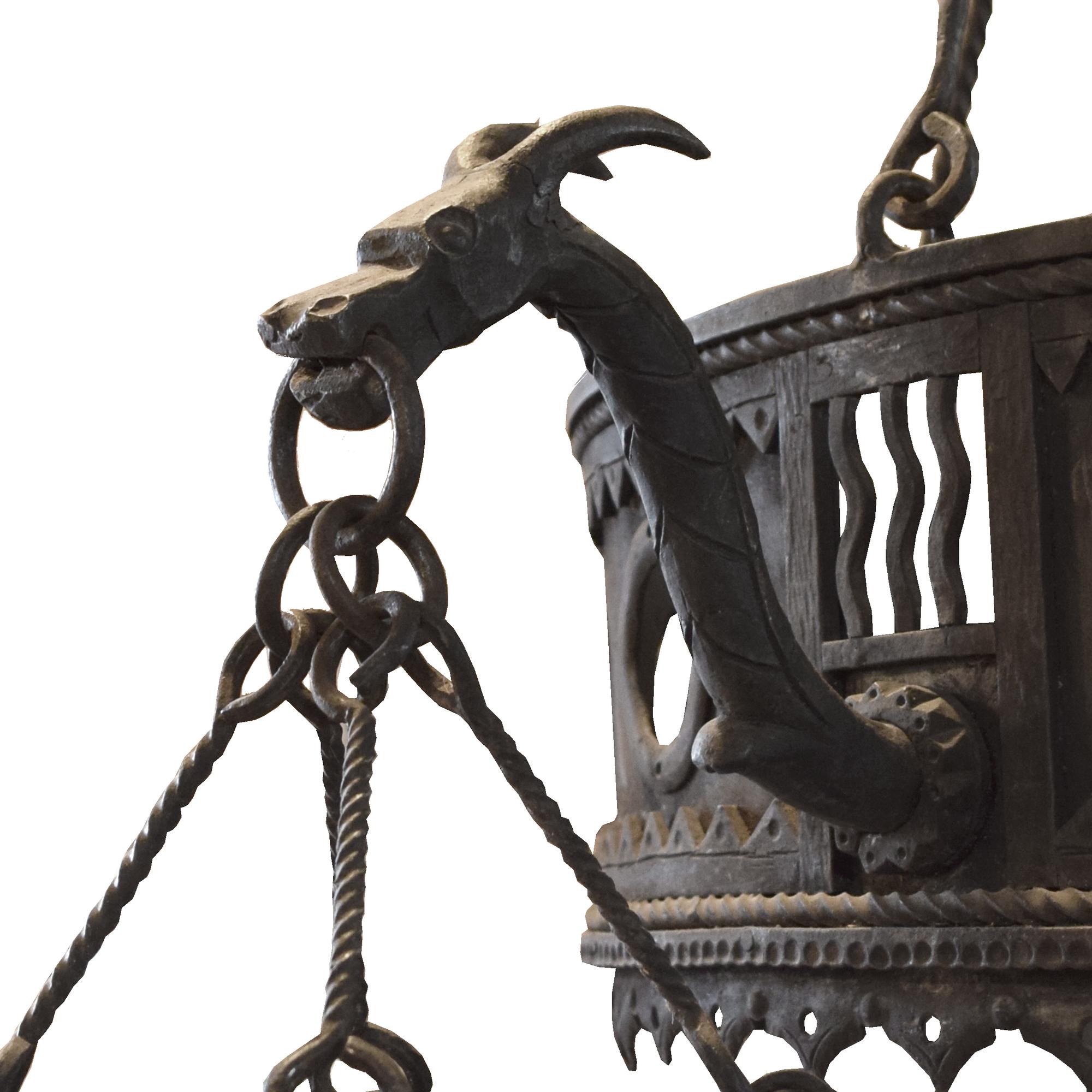 A Wrought Iron Light Fixture 47" W x 47" D x 77" H — Italy, 19th Century