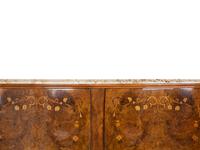 An Italian Burl Walnut and Marquetry Marble-Top Cabinet — CIRCA 1920