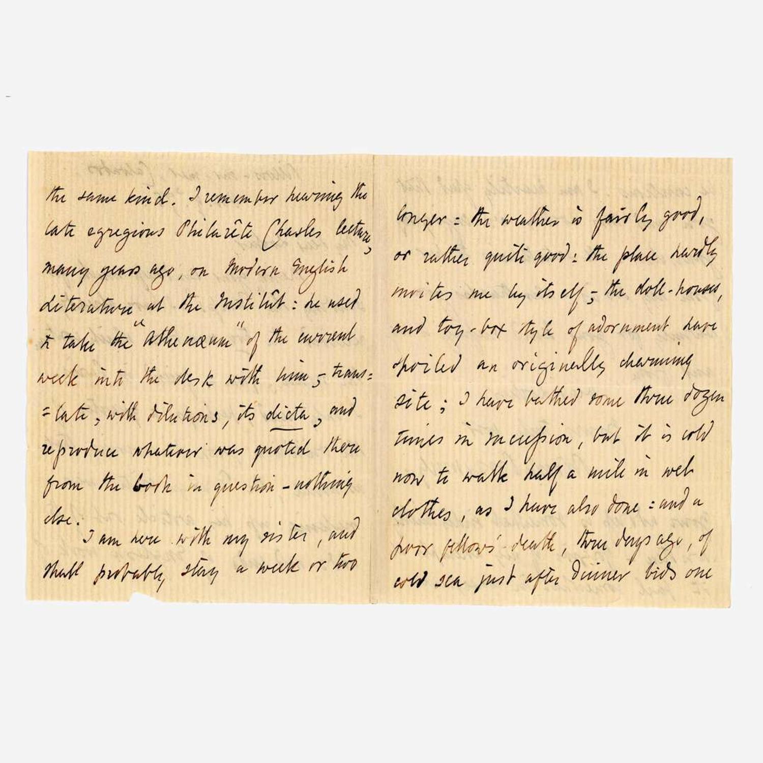 [Autographs & Manuscripts] Browning, Robert, and Rudyard Kipling Group of 2 Autograph Letters, signed
