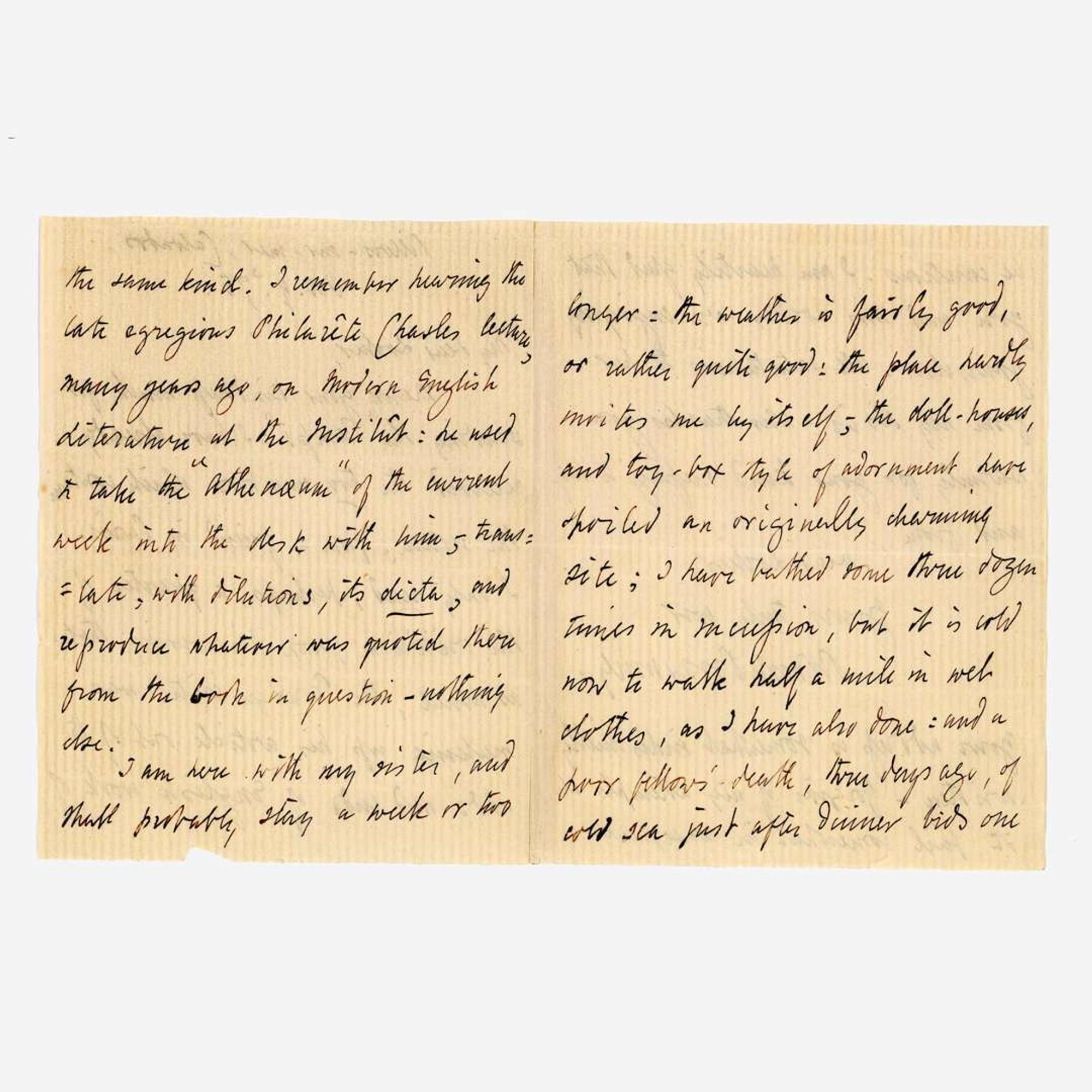 [Autographs & Manuscripts] Browning, Robert, and Rudyard Kipling Group of 2 Autograph Letters, signed
