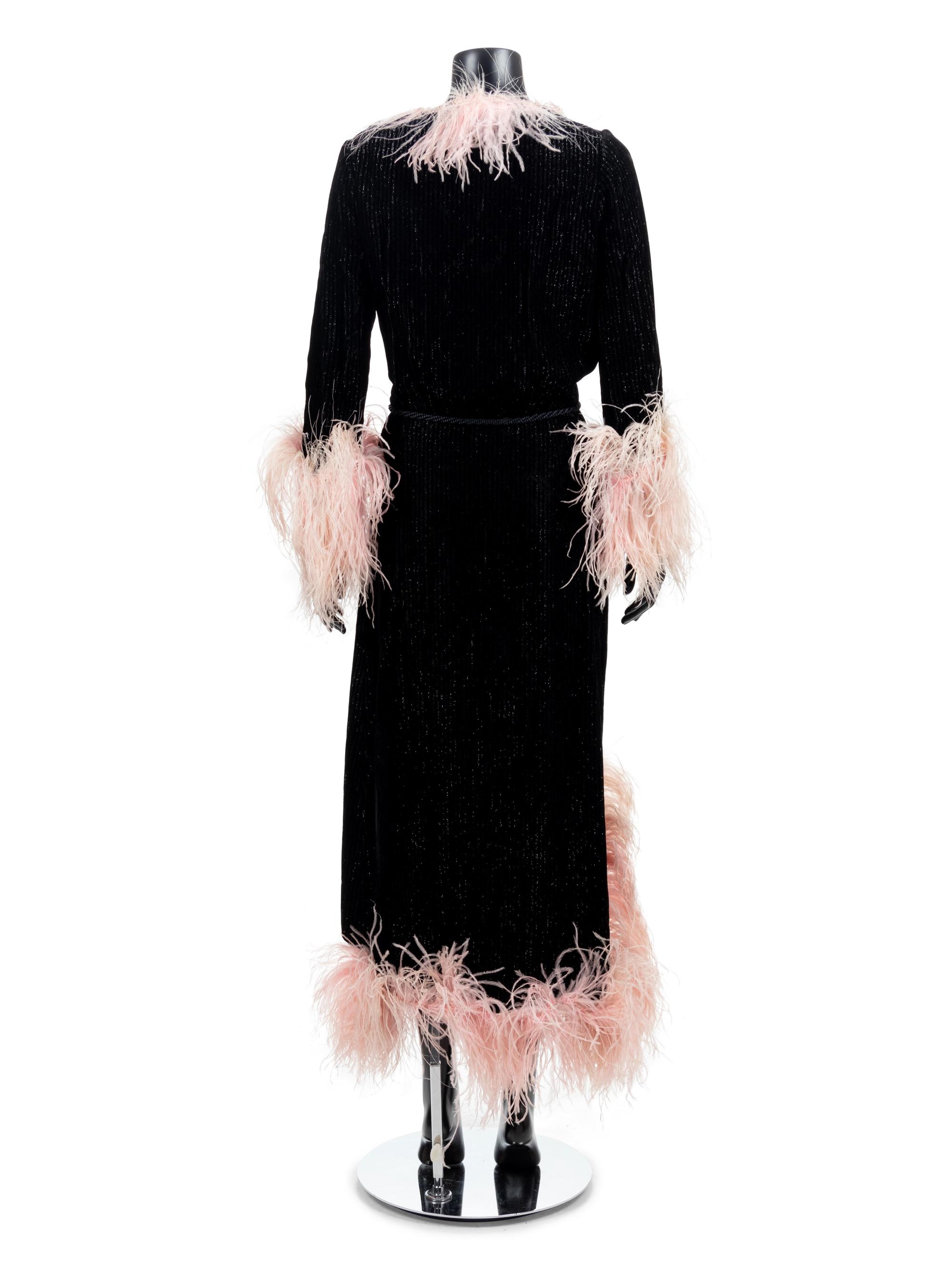 Nina Ricci Velvet Jacket Trimmed with Pink Feathers, 1969