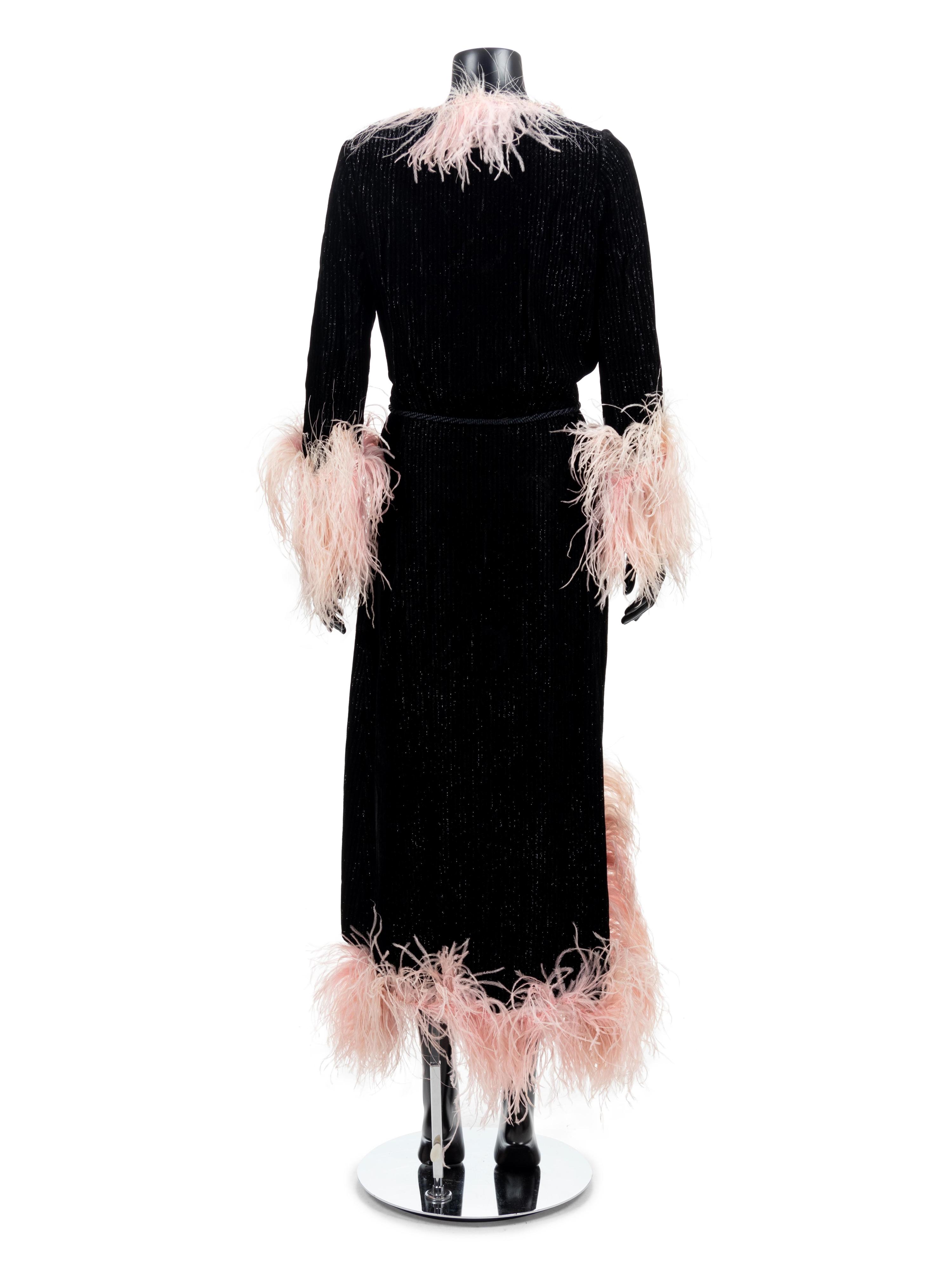 Nina Ricci Velvet Jacket Trimmed with Pink Feathers, 1969
