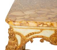 A Régence Style Painted and Parcel Gilt Marble-Top Center Table