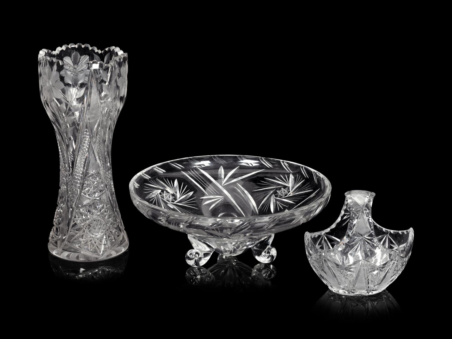 A Group of Nine Cut Glass Articles