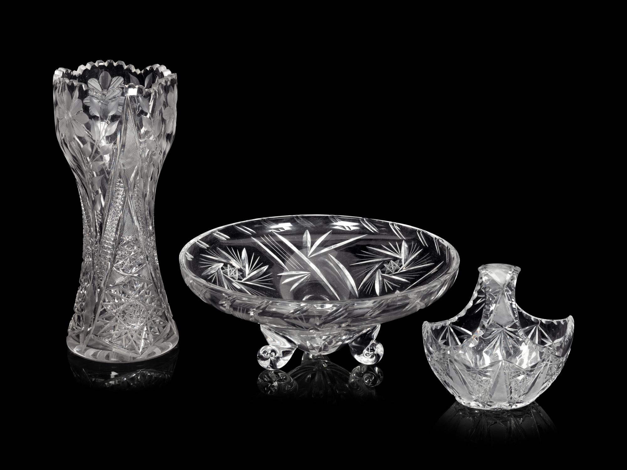 A Group of Nine Cut Glass Articles