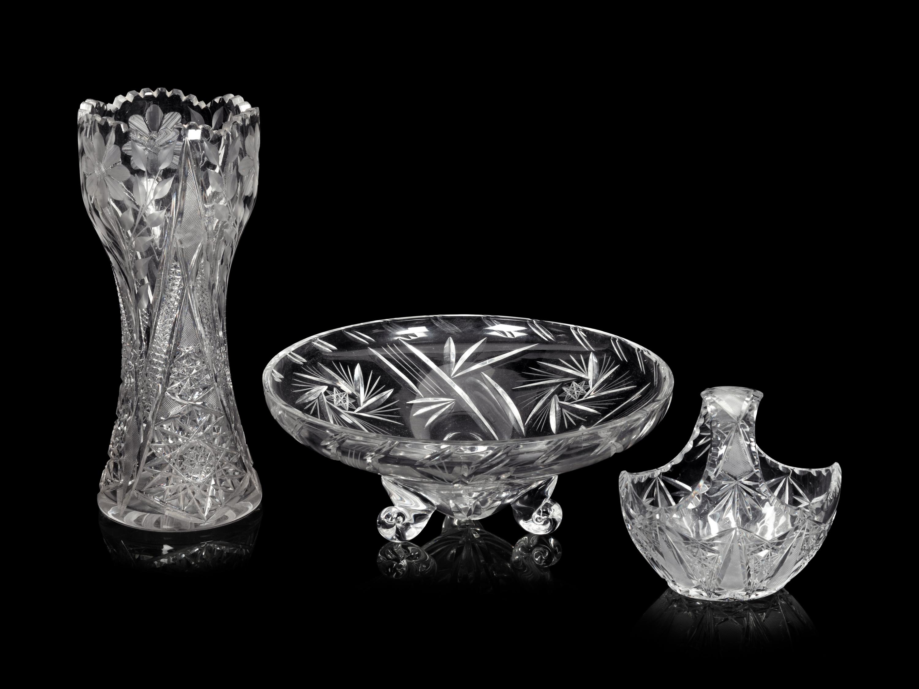 A Group of Nine Cut Glass Articles