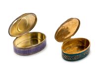 Two Continental Engine-Turned Enamel and Portrait Decorated Boxes