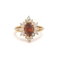 FANCY DEEP BROWNISH ORANGE DIAMOND AND DIAMOND RING