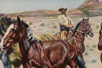 Cowboy and Wild Horses