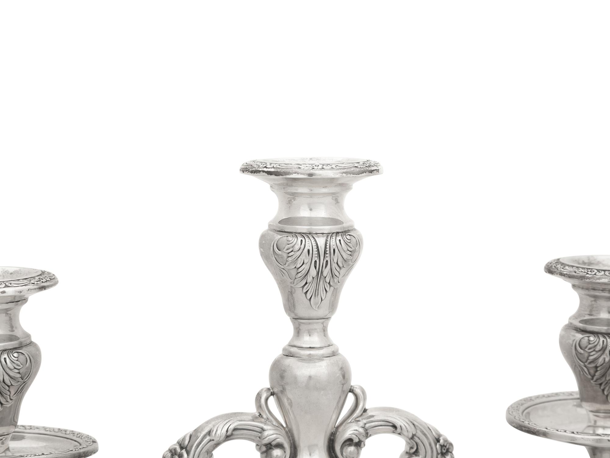 A Pair of American Silver Three-Light Candelabra