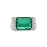 EMERALD AND PLATINUM RING