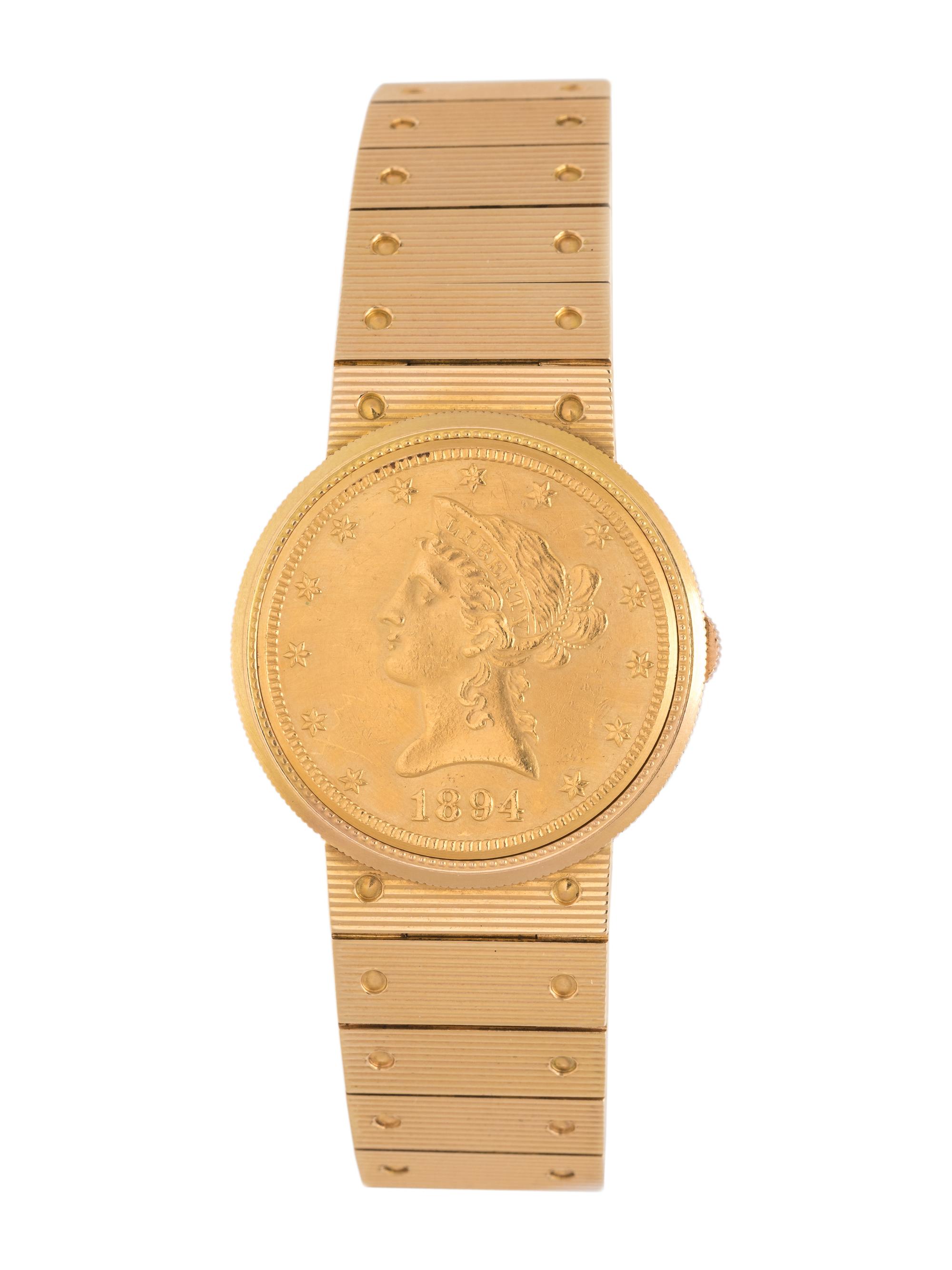 PIAGET, REF. 950 18K YELLOW GOLD AND COIN SURPRISE WRISTWATCH