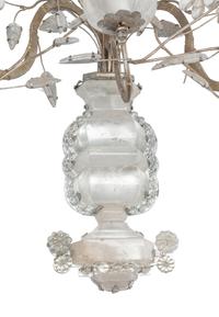 A Pair of Silvered Metal and Rock Crystal Five-Light Sconces in the Style of Maison Baguès