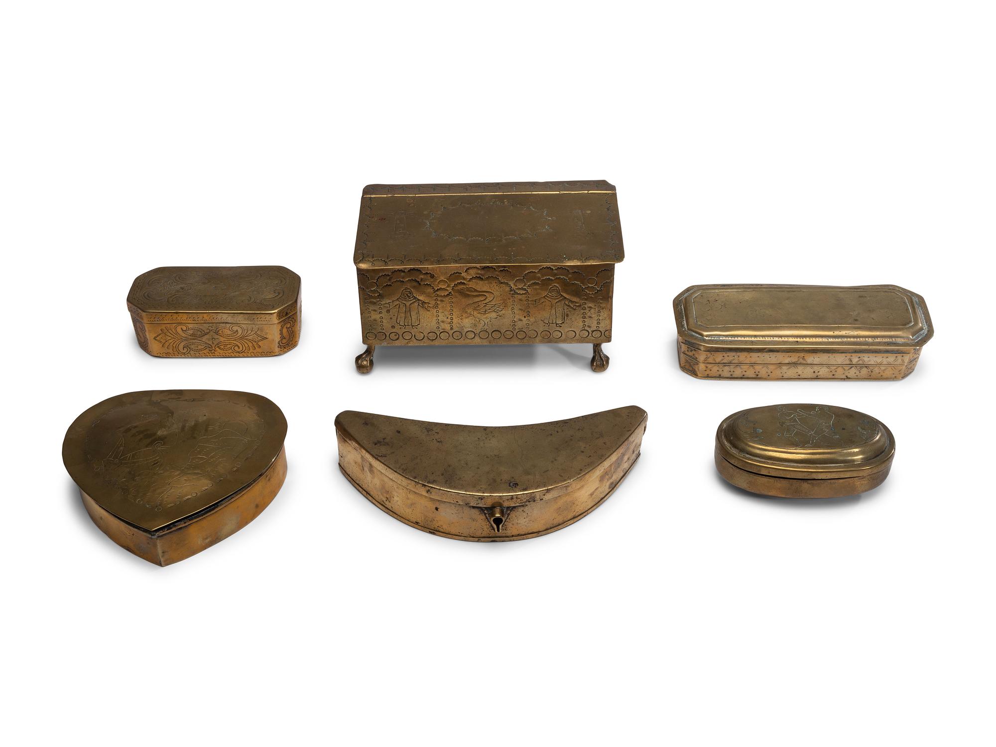 Six Brass Trinket Boxes