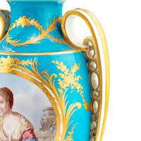 A Pair of Sèvres Style Porcelain and Gilt Bronze Mounted Vases