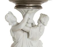 A Large Continental Parian and Silver Plate Figural Tazza