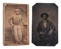 [CIVIL WAR]. CDV and tintype of African American Private Edmund Delany, 124th United States Colored Troops.