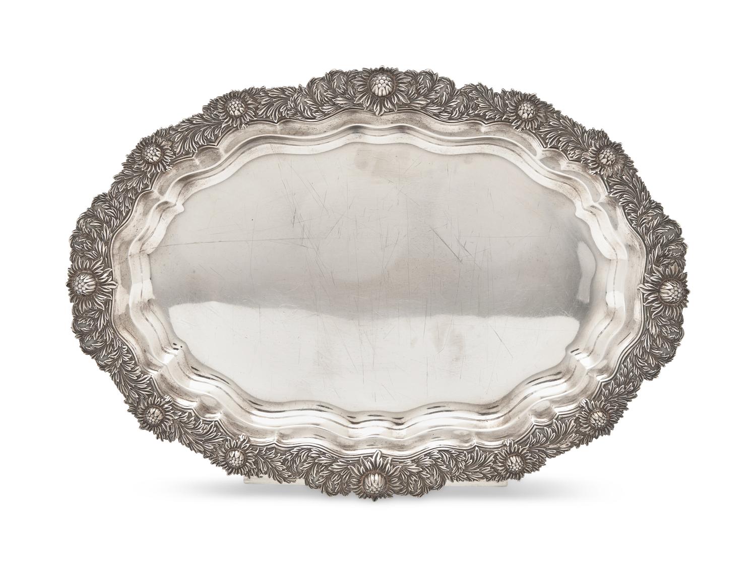 A Tiffany Sterling Silver Chrysanthemum Tray