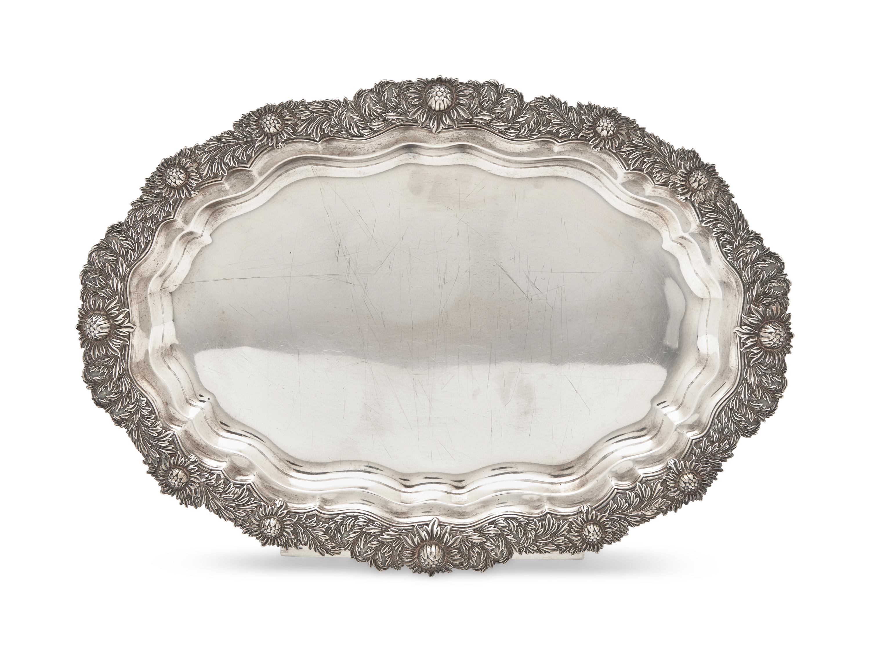 A Tiffany Sterling Silver Chrysanthemum Tray