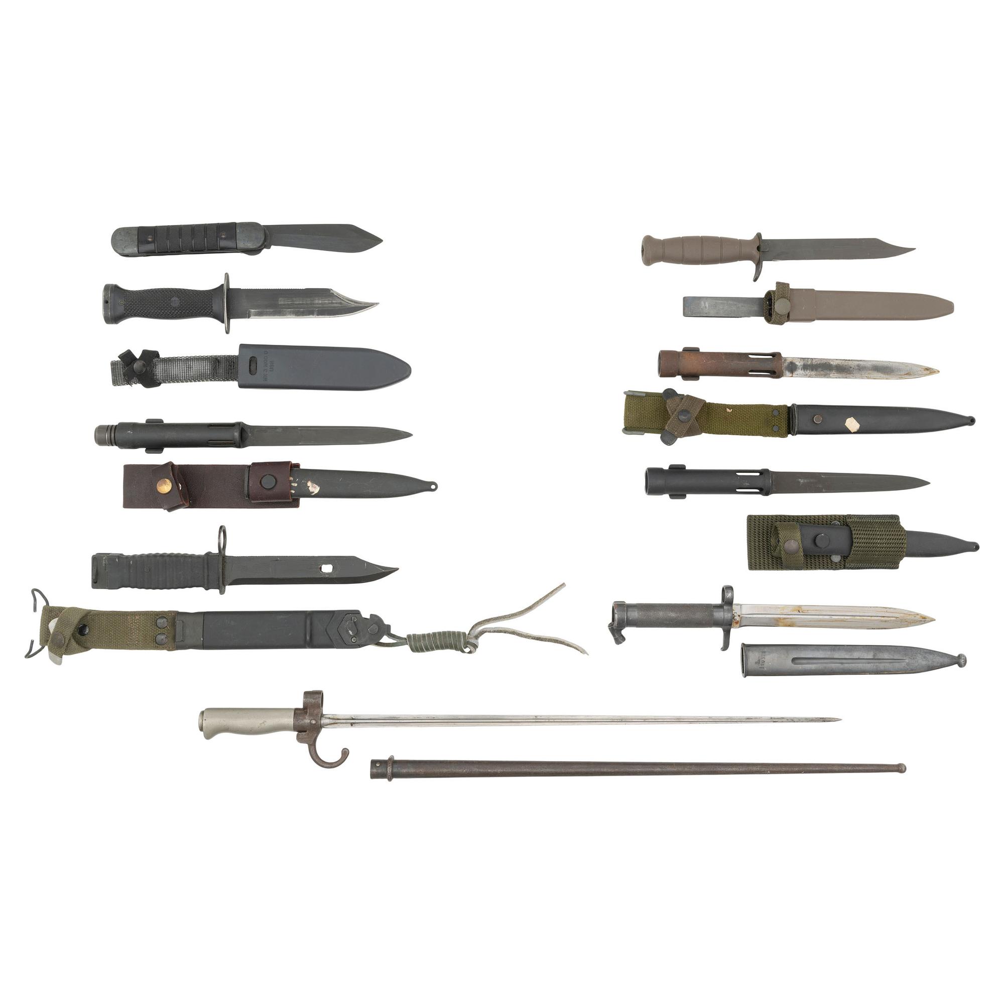 Lot of Nine Bayonets and Fighting Knives